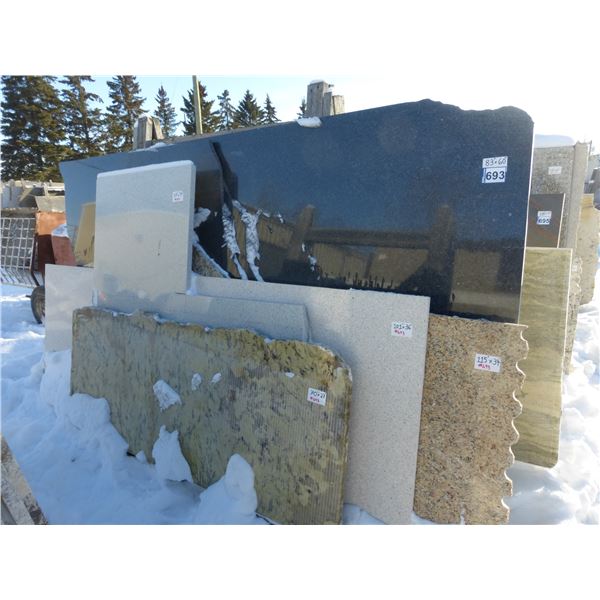 Approx. 10- Slabs, Various sizes x 1 1/4" thick, Bianco antiqco Granite, 1 1/4" thick, Giallo st cec