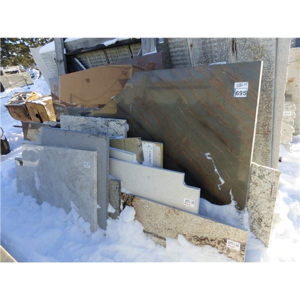 Approx. 15- Slabs, Various sizes x 1 1/4" thick, Imperial red, Sapphire blue, Persia pearl Granite, 