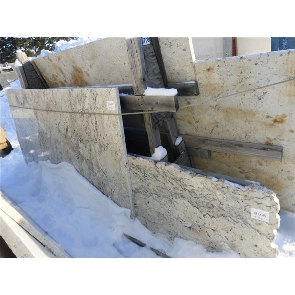 Approx. 6- Slabs, various sizes x 1 1/4" thick, Delicates extra and Giallo ornamental Granite c/w wo