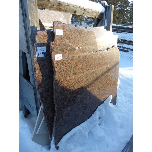 Approx. 8- Slabs, Various sizes x 3/4" thick, Baltic brown and other various colors of Quartz and Gr