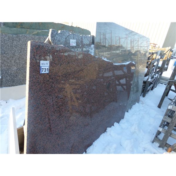 Approx. 11- Slabs, Various sizes and colors of Granite c/w metal slab stand