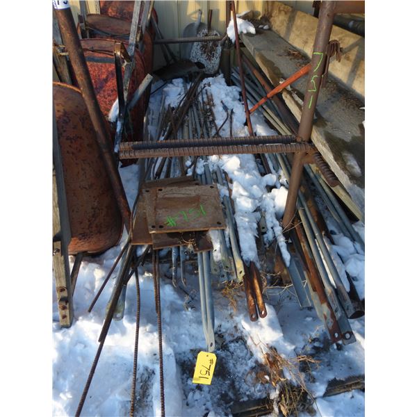 Metal stand c/w rebar, braces and wood planks