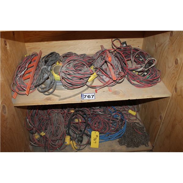 Qty of ext. cords, plug-ins, light chains and misc.