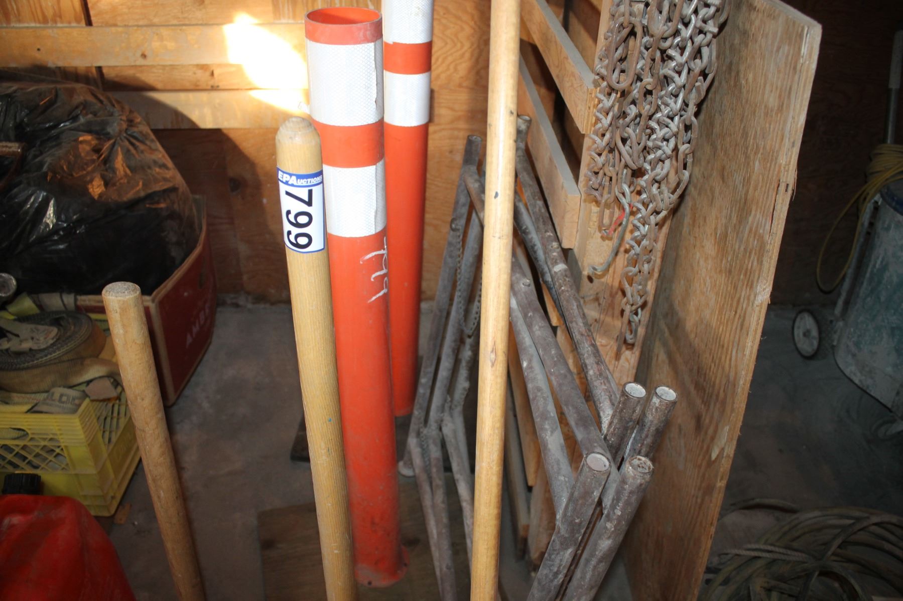 2- Pylons, 2- folding stands, tamper & sledge, Self level rack (new)