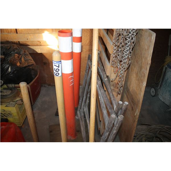 2- Pylons, 2- folding stands, tamper & sledge, Self level rack (new)