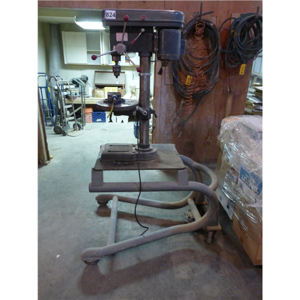 Test rite, 5 spd drill press c/w vice & heavy duty rolling stand