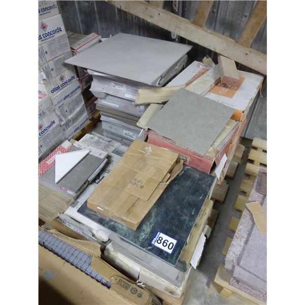 Pallet of porcelain tiles 18" x 18", 2- boxes of 24" x 24" and 2 boxes of 12" x 12"