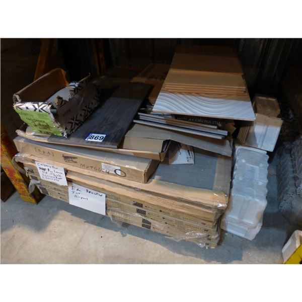 Pallet of assorted tiles, 18" x 36" and 12"x 24" (various colors)