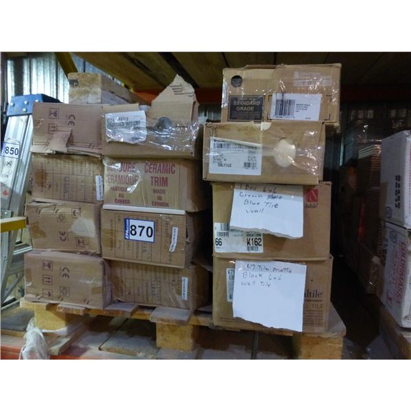 Approx. 6- boxes of 8" x 20" Arctic white matte, Approx. 8- boxes of 4" x 8" ceramic tile and assort