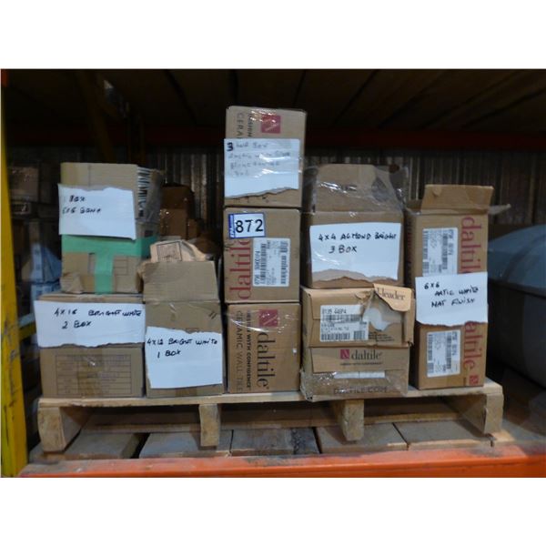 Qty of white 3" x 6" & 6" x 6" tiles, bone 6" x 6" and misc.