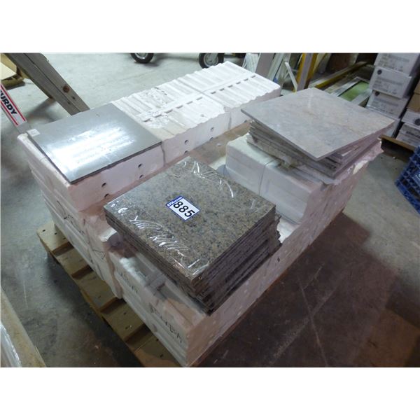 Approx. 190 sq ft of 12" x 12" Ubatuba granite tile, Approx. 26 sq ft of assorted marble and granite