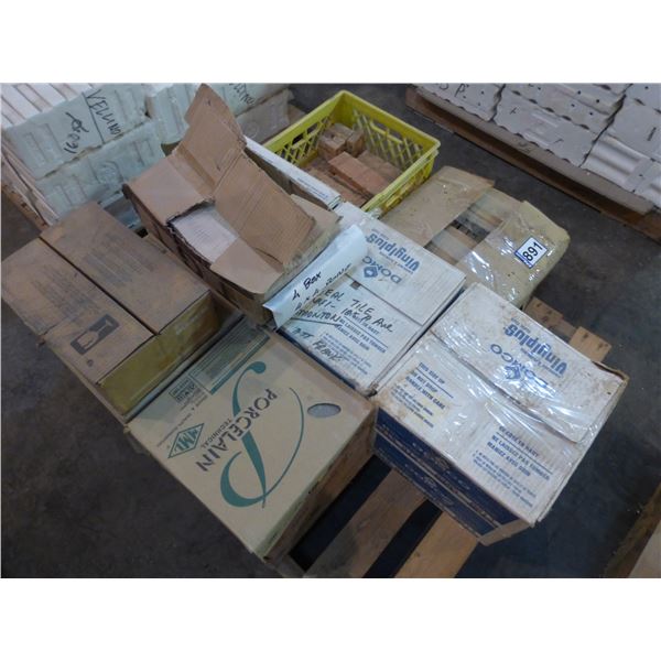 Approx. 6- boxes of 12" x 12" porcelain tile, 4- boxes of 12" x 12" VCT tile and brick slices