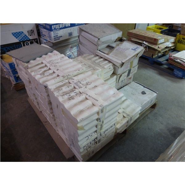 Qty of of 12" x 12" Absolute black honed granite tiles, 12" x 12" Whistler white granite tile, 12" x