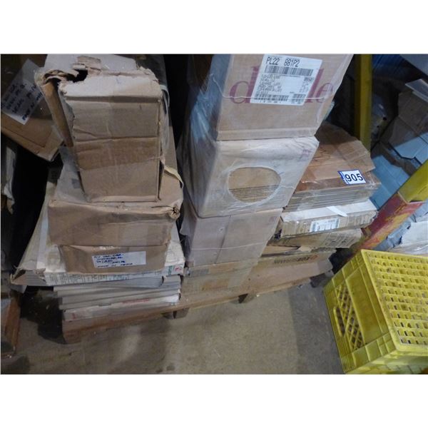 Approx. 12- boxes of 8" x 8" Almond ceramic tile and assorted porcelain and ceramic tile (various co