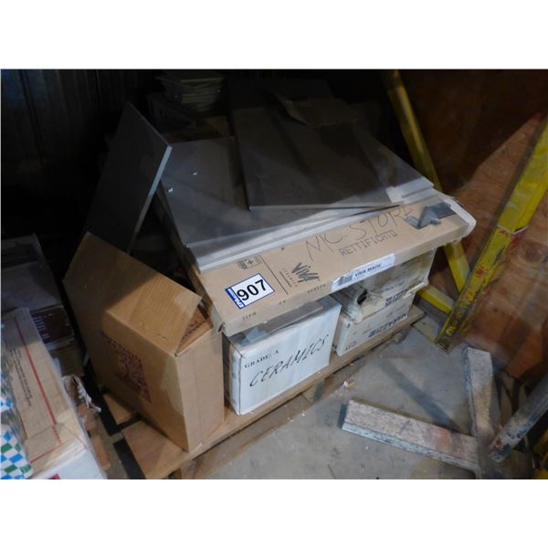 Qty of 12" x 12" Robson rose granite tile and porcelain tiles (various colors and sizes)