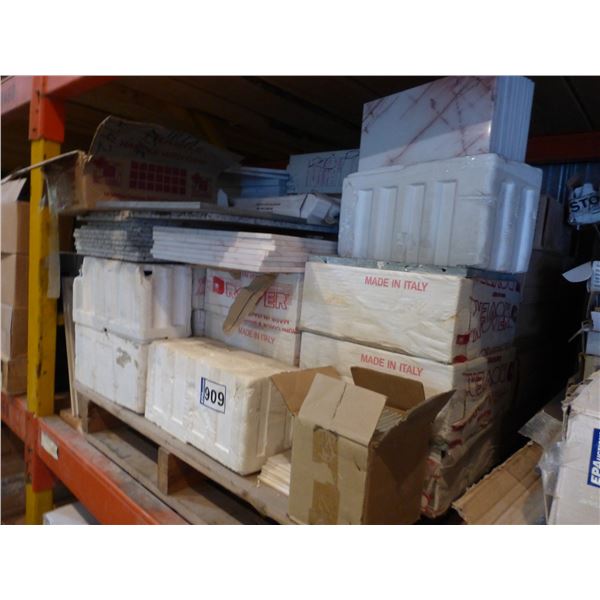 Approx. 27 boxes of 12" x 12" Robson rose granite tiles, 9- boxes of 12" x 12" Rover natural stone t