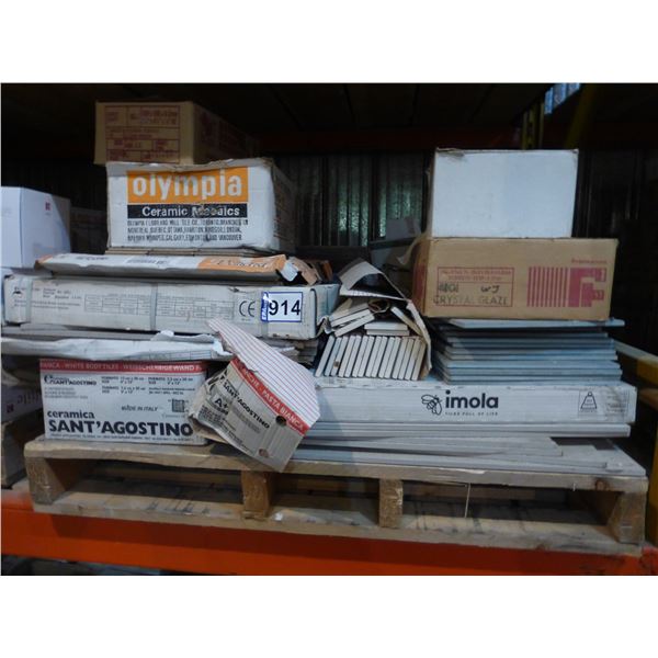 Pallet of porcelain and ceramic tiles (various colors and sizes)