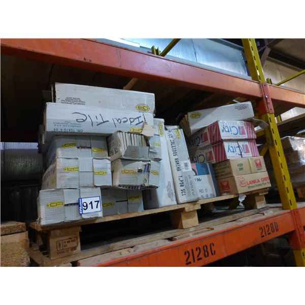 Pallet of tiles, various colors and sizes