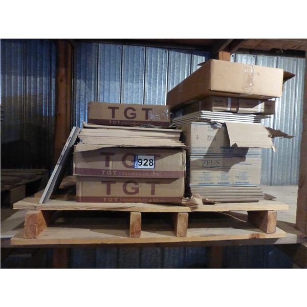Approx. 8- boxes of 4" x 16" Warm white ceramic tile, Approx. 5- boxes of 12" x 12" Beige porcelain
