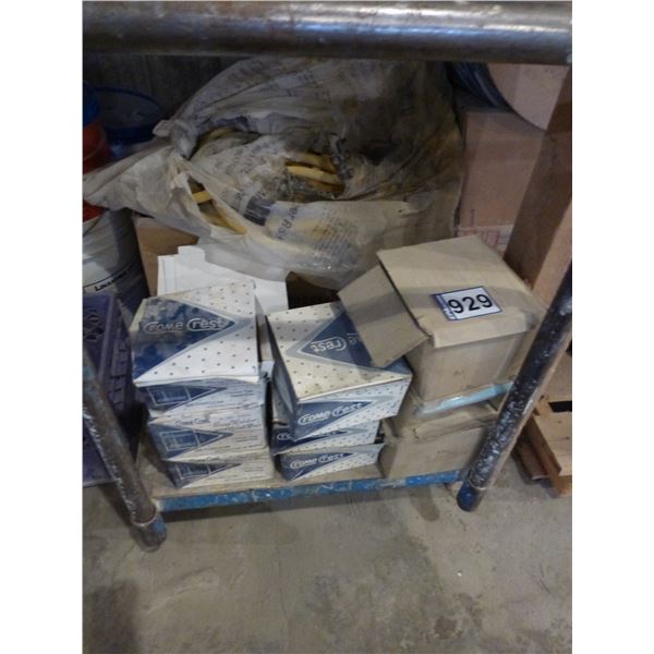 Qty of stainless steel recess soap holders, foam rod c/w 2' x 4' rolling cart