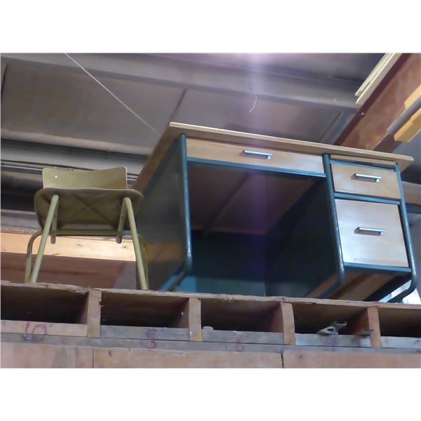 1- Table (4' x 8'), 3 drawer desk (42" x 30" x 30" H) 2- chairs, drafting desk (84" x 32"), fold out