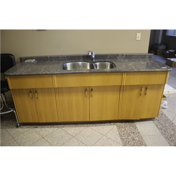 Double sink vanity unit, 90" x 27", bottom mount