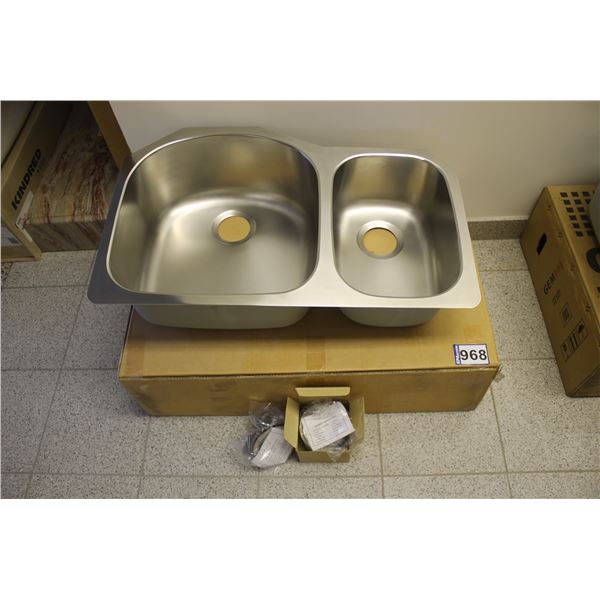 Kitchen double sink, 37 1/2" x 20", bottom mount
