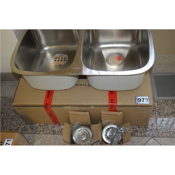 Kitchen double sink, 30 3/4" x 18", bottom mount