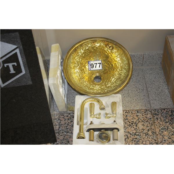 Brass sink, 13.5" c/w faucet