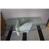 Image 1 : Glass coffee table, 54" x 27" c/w marble base