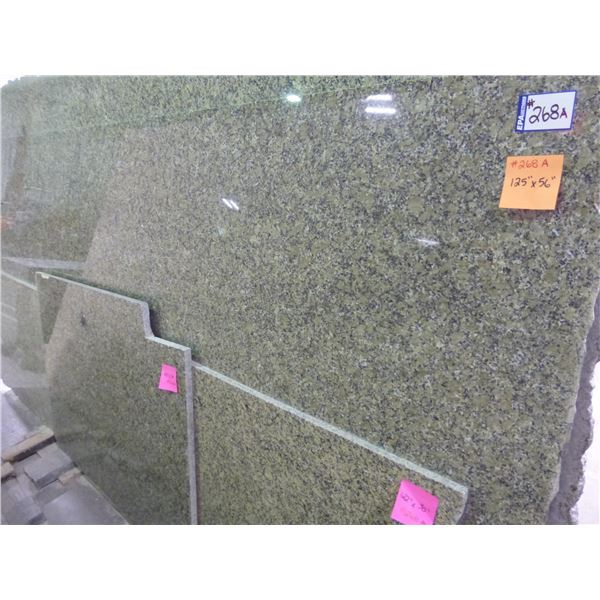 3- Slabs, Various sizes  x 3/4" thick, Moss green Granite