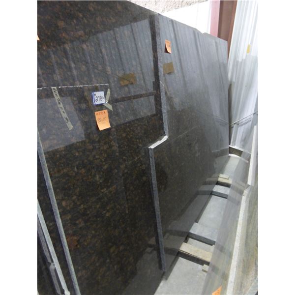 2- Slabs, Various sizes  x 1 1/4" thick, Tan brown Granite