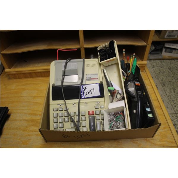Wood file unit, adding machine, office supplies and misc.
