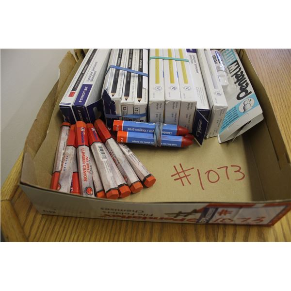 Box of markers, pencils , etc.