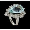 Image 4 : 9.17 ctw Aquamarine and Diamond Ring - 14KT White Gold