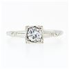 Image 4 : Vintage Solid 14k White Gold .46 ctw Prong Round Diamond Solitaire Engagement Ri