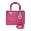 Image 1 : Christian Dior Violet Quilted Cannage Leather Lady Dior Medium Handbag