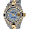 Image 2 : Rolex Ladies 2 Tone Blue Mother Of Pearl Diamond & Sapphire Datejust