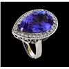 Image 4 : GIA Cert 11.93 ctw Tanzanite and Diamond Ring - 14KT White Gold