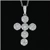 Image 1 : New 14k White Gold 0.85 ctw Ideal Cut Diamond Multi Circle Cluster Cross Pendant