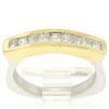 Image 1 : Unique Platinum & 18k Yellow Gold 0.60 ctw Channel Set Princess Diamond Band Rin