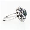Image 5 : Vintage 18k White Gold 3.15 ctw Oval Sapphire Round Diamond Tiered Cluster Ring