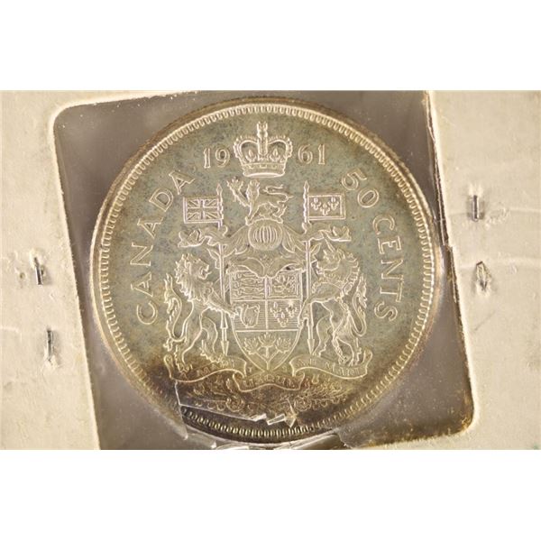 1961 CANADA SILVER 50 CENT COIN .300 OZ. ASW