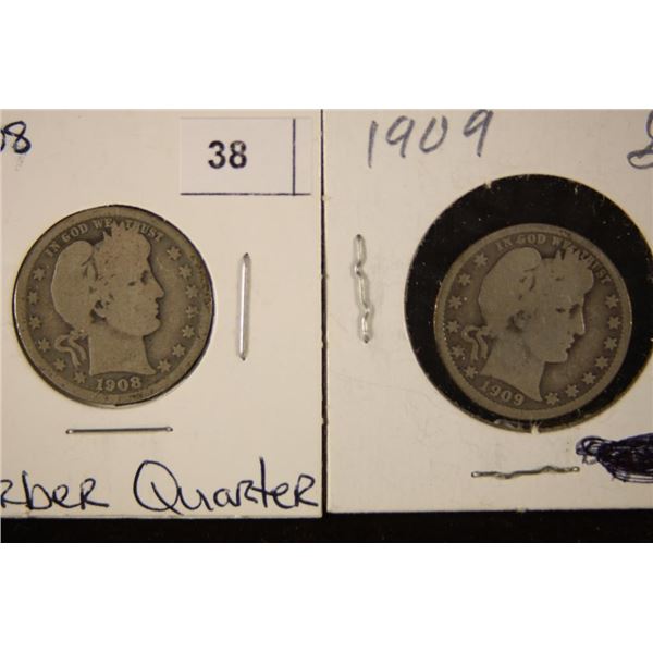 1908 & 1909 SILVER BARBER QUARTERS