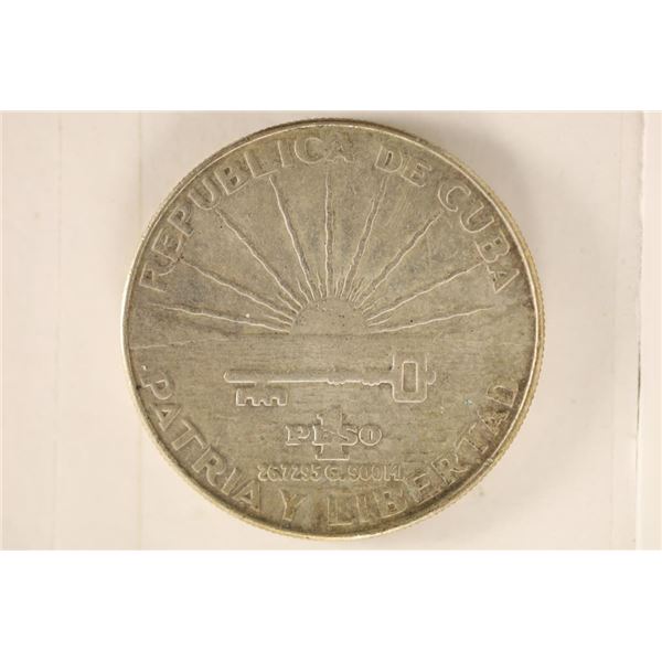 1953 CUBA SILVER 1 PESO .7734 OZ. ASW