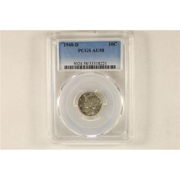 1940-D SILVER MERCURY DIME PCGS AU58