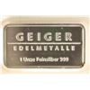 Image 2 : 1 TROY OZ .999 FINE SILVER GERMAN GEIGER PF INGOT