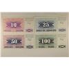 Image 2 : 4-1992 YUGOSLAVIA CRISP UNC BILLS: 10, 25,50 &100