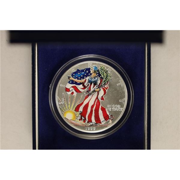 1999 COLORIZED AMERICAN SILVER EAGLE BLUE FLIP