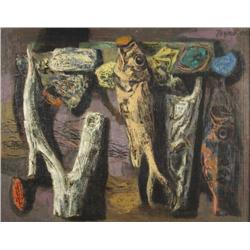 John Teyral (1952) Still Life with Fish, Oil on Canvas